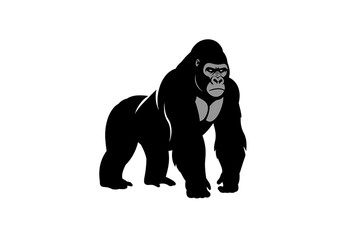 Obraz premium Silhouetted Gorilla A Dark and Mysterious Portrait isolated on transparent baackground