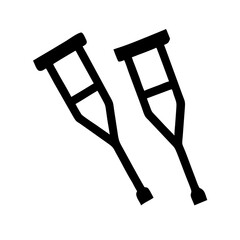 Silhouette of crutches in black vector for healthcare design
