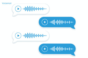 Minimalist Speech Bubbles with Voice Message Waveforms and Play Buttons — Modern Communication Illustration