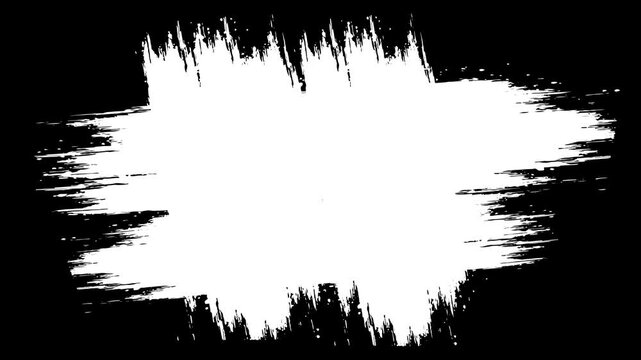 White ink brush on black background, Paint stroke transition Ink brush paint stroke black stock animation with paint splash. 4k