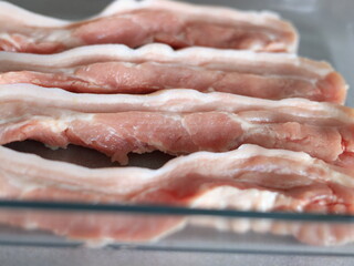 raw pork belly slices