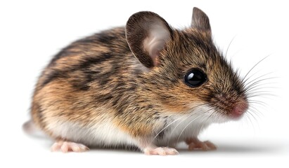 Close up of a little mouse on a white background.
closeup young rat (Rattus norvegicus)