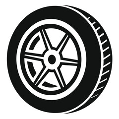 Obraz premium Car tire silhouette icon white graphics isolated on white background