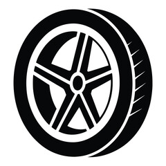 Obraz premium Car tire silhouette icon white graphics isolated on white background