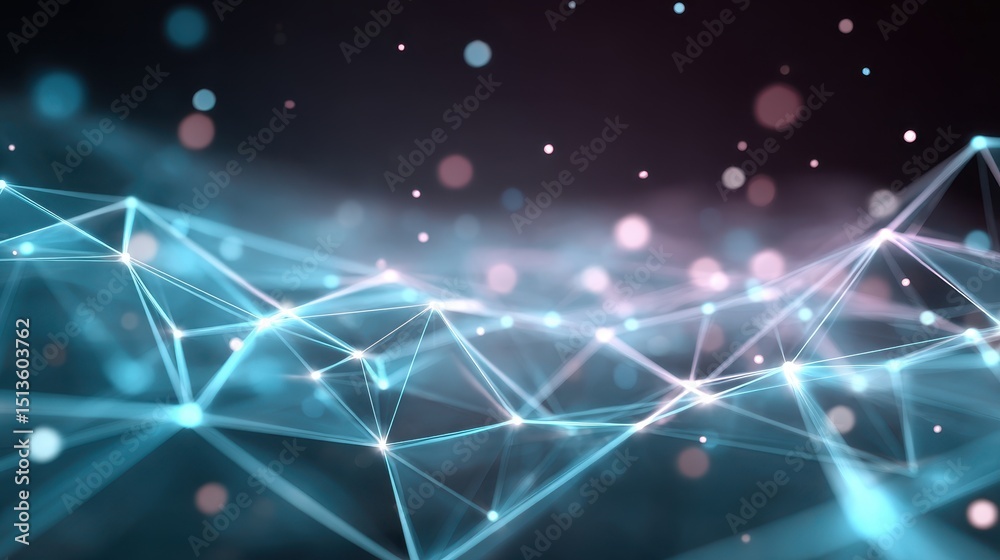Poster abstract digital background with glowing lines and luminous dots, creating a dynamic and futuristic 