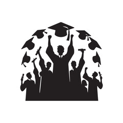 graduates celebrating vector silhouette clip art logo design illustration