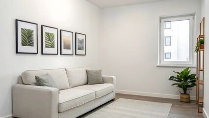 Modern Small Apartment Interior Design Minimalist Living Room with Neutral Palette