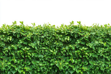 Lush green hedge perfect for garden landscaping isolated on a white background with a fresh and natural look