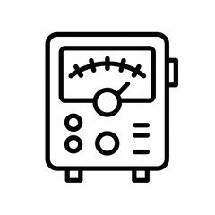 Geiger counter device with analog dial and buttons in simple design  