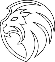 Lion King logo line art design is a side view 