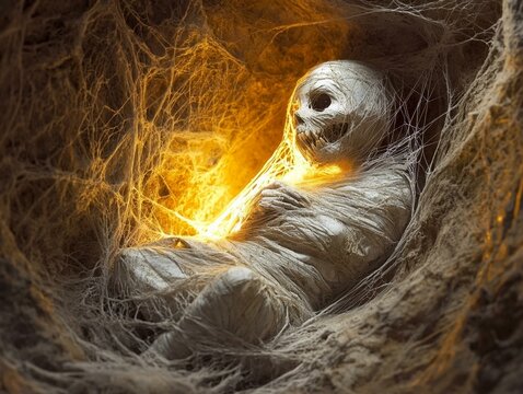Mummified kobold in spider silk