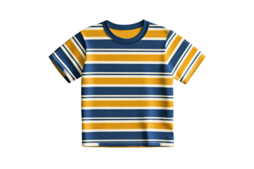 Colorful Striped Short Sleeve T Shirt for Casual Wear in Yellow Blue White Pattern Boys and Men Comfortable Summer Clothing
