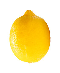 Top view of one yellow lemon fruit isolated with clipping path in png file format