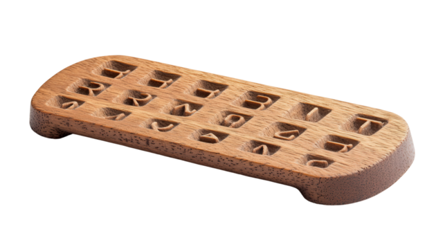 Braille alphabet board with raised letters, Transparent background, PNG file