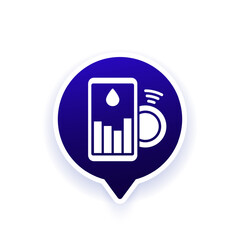 continuous glucose monitoring vector icon with smart phone