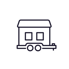 mobile home line icon, house on wheels