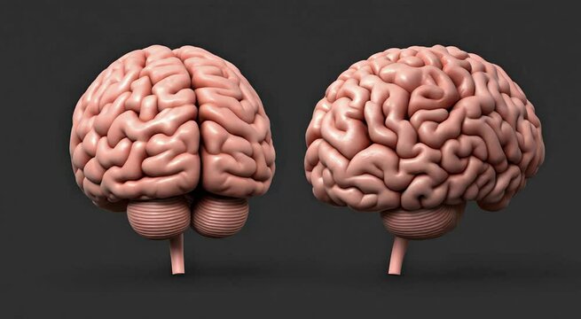Rotating Human Brain Model Animation on Dark Background – 3D Medical Visualization - Powered by Adobe