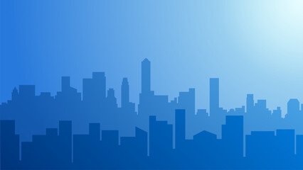 Obraz premium Silhouette buldings skyline background illustration, 