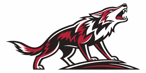 Stylized wolf graphic representing strength and resilience in a bold design, showcasing vivid colors and dramatic stance