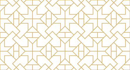 Seamless geometric line pattern, Gold line on white vector background perfect for textile, wallpaper and gift wrap design