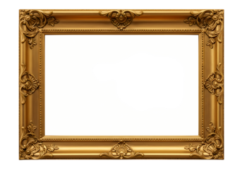 Ornate Gold Picture Frame isolated on transparent baackground
