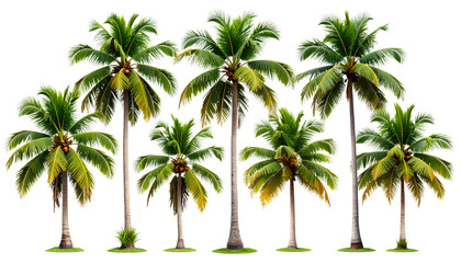 set of a Coconut Tree Vector Mockup – Transparent Background Element