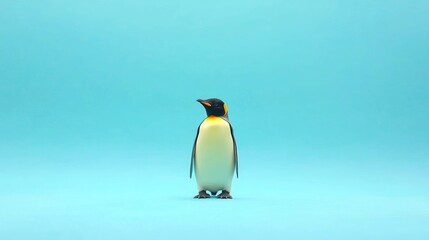 Obraz premium Single Penguin in Paper Cut Style on Solid Background, Black and White Aesthetic