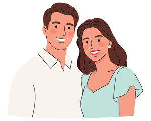 Smiling Young Couple in Love Expressing Contentment and Happiness in a Relationship