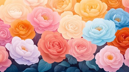 Colorful roses in a vibrant floral arrangement.