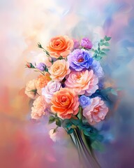 A vibrant bouquet of assorted roses.