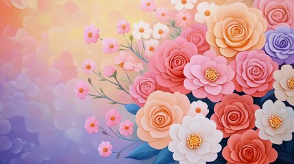 A vibrant bouquet of colorful flowers blooms.