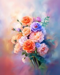 Beautiful bouquet of colorful blooming flowers.