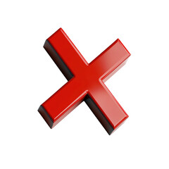 Obraz premium Glossy red x mark isolated on transparent background