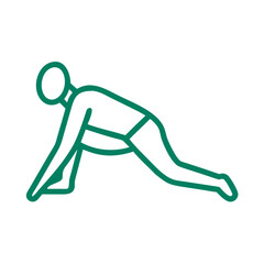 Stretching person icon representing physical activity and fitness, minimalist design
