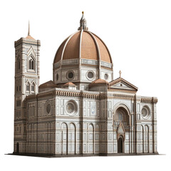 Obraz premium 3D Illustration Render of Florence Cathedral (Duomo) in Italy Travel concept design Isolated on white and transparent background
