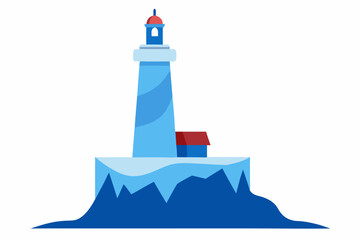 winter lighthouse standing tall on an icy cliffsid
