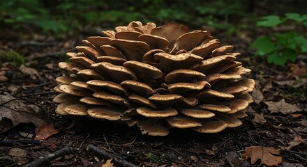 Mushroom Growing in Forest