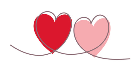 one red and one pink connected by a single continuous looping line. vector illustration
