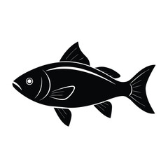 Fototapeta premium black silhouette of fish vector on a white background.