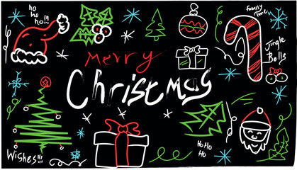 Christmas is an annual festival commemorating the birth of Jesus Christ, observed primarily on December 25 as a religious and cultural celebration. Icons tree presents santa claws Christmas Holidays. 