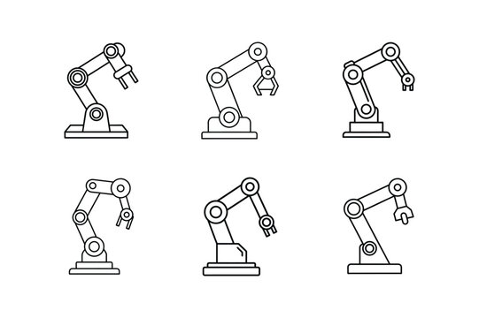 robotic arm line art vector illustration