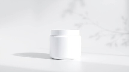 Plain White Jar Mockup A Minimalist Cosmetic Container with Natural Shadows