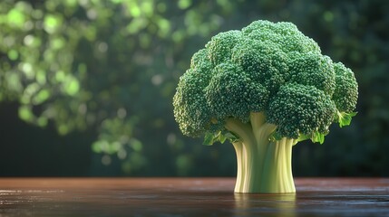 A beautifully lit broccoli head showcasing its vibrant color and fresh texture, isolated on a transparent background for simplicity