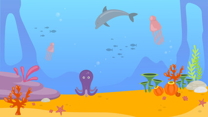 underwater scene with fishes