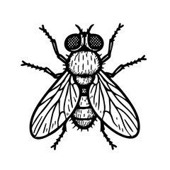 Housefly Line Art - Order Diptera