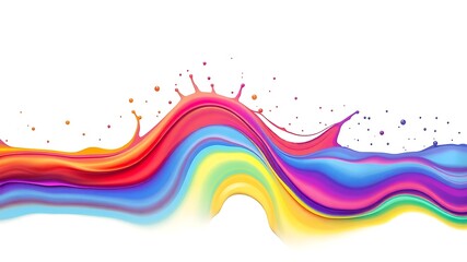 Abstract illustration of colorful fluid splashes and waves against a white background