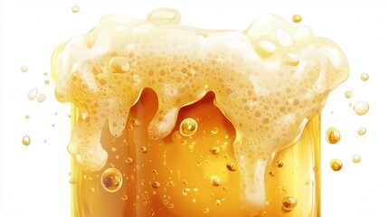 A beer mug filled with frothy, golden beer and condensation on the sides. The transparent background creates a fresh and inviting visual appeal
