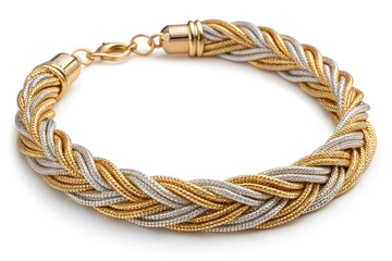 Woven Treasure Golden and Silver Braided Bracelet Luxury Jewelry Fashion Accessory Stylish Wristband Elegant Design