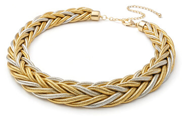 Braided Metallic Necklace Gold and Silver Woven Chain Jewelry Fashion Statement Accessory Chic Collar Elegant Party