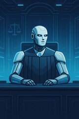 AI Judge in Futuristic Courtroom